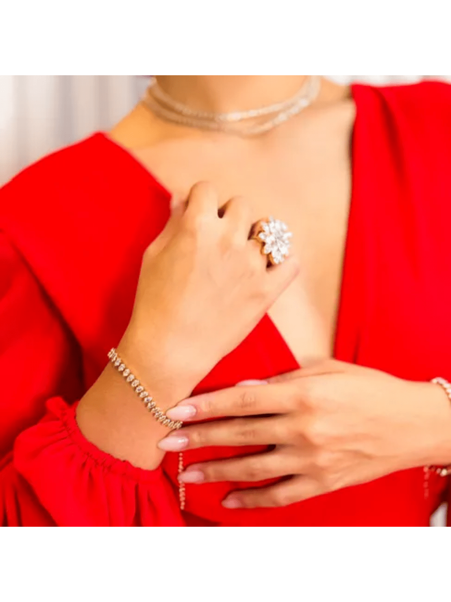 Pulseira Navete de Zircônia Cristal Banho Prata