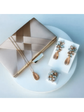 KIT CLUTCH, ANEL, BRINCO E COLAR NUDE COM AZUL Cor:Multicolorido