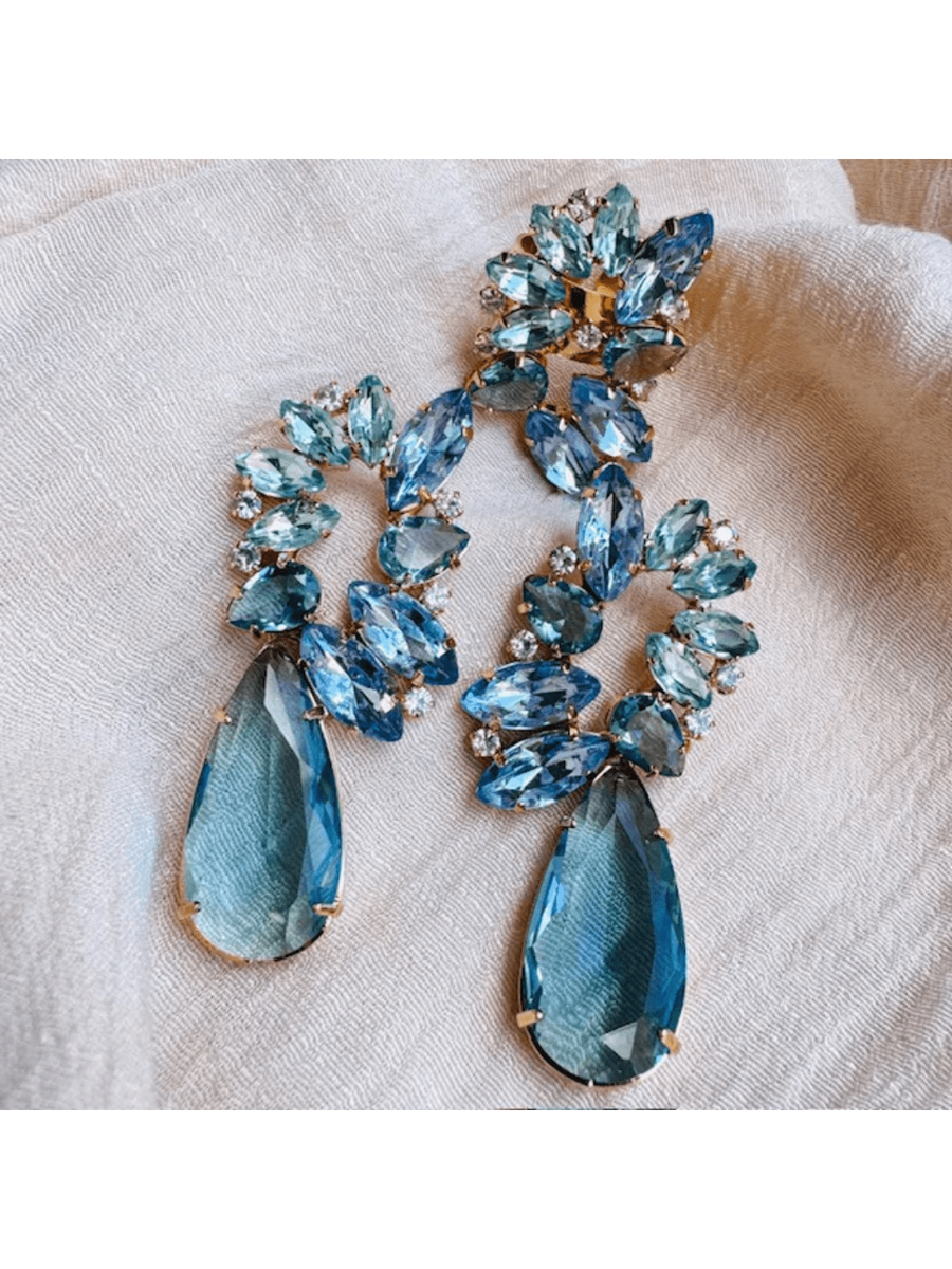 KIT ELEGÂNCIA BRINCO E ANEL REGULÁVEL TONS DE AZUL SERENETY AMANDA Cor:Azul