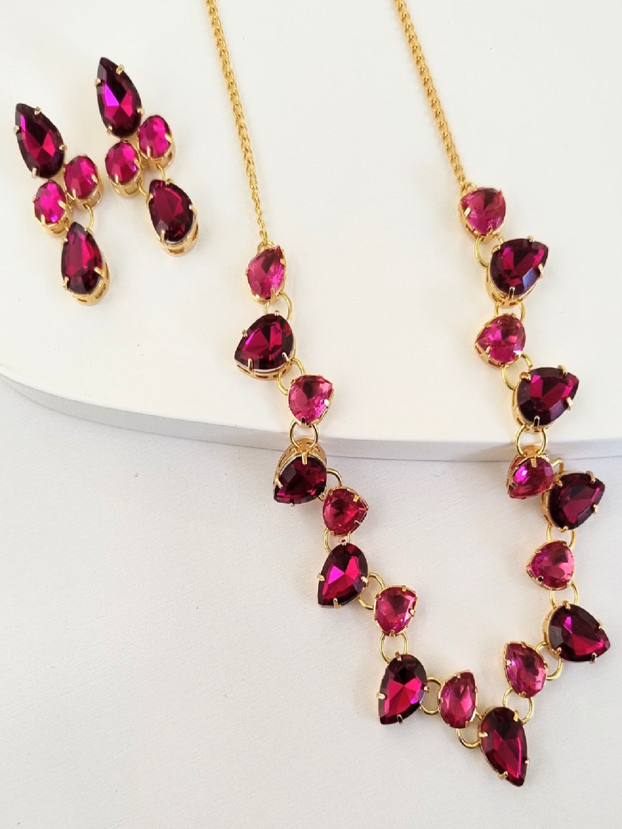 KIT COLAR E BRINCO MIRIAN PRINCESS BANHO OURO Cor:Pink