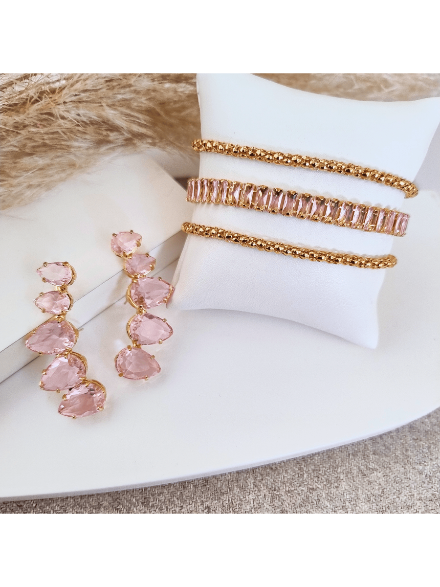 KIT BRINCO COM PULSEIRAS MELLO TONS DE ROSA Cor:Dourado
