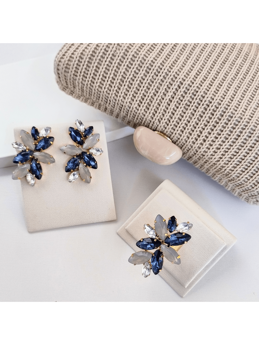 Kit Clutch Anel Brinco Turim Tons de Azul