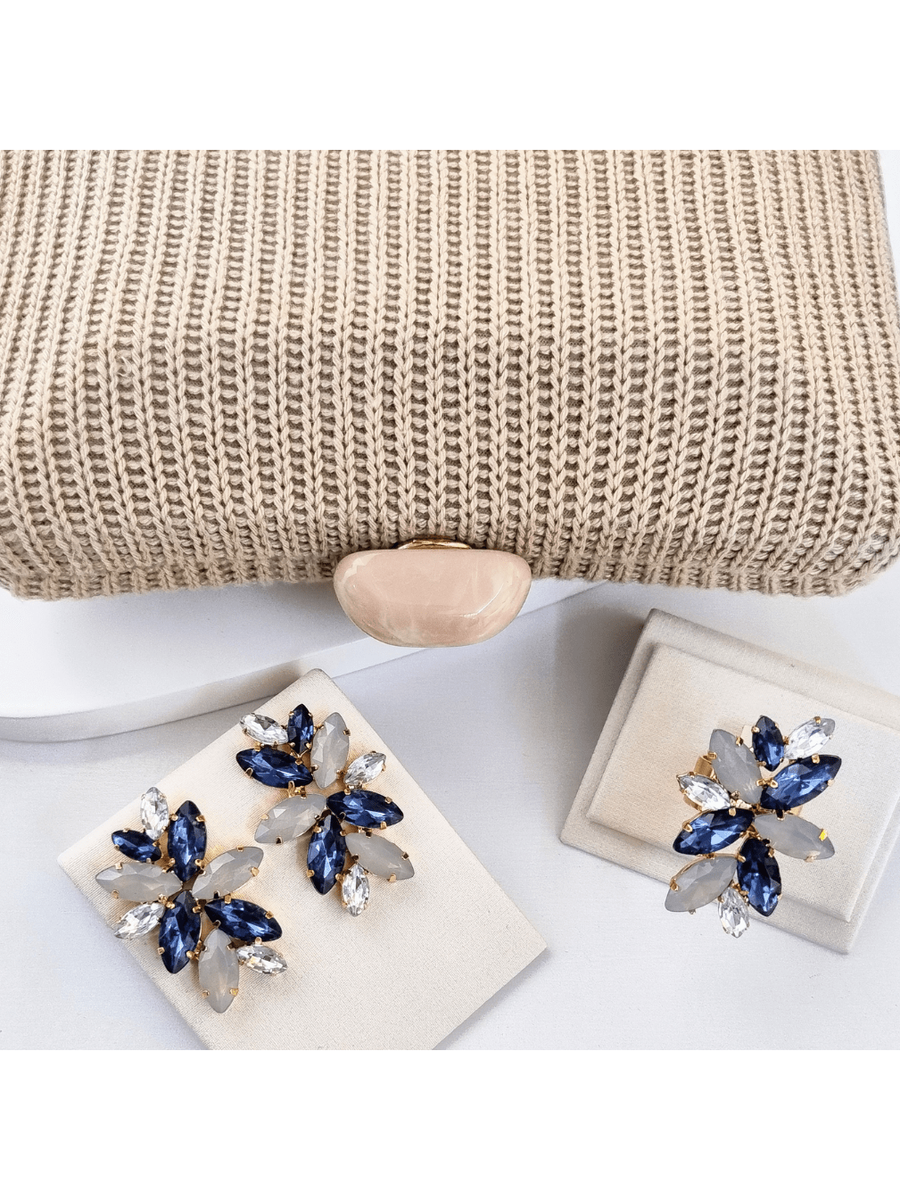 Kit Clutch Anel Brinco Turim Tons de Azul