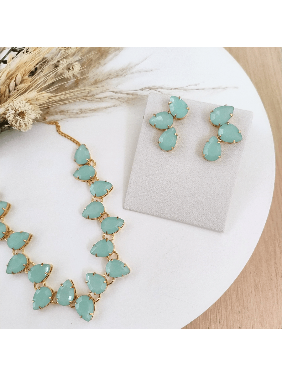 KIT BRINCO E COLAR MEIRY Cor:Verde