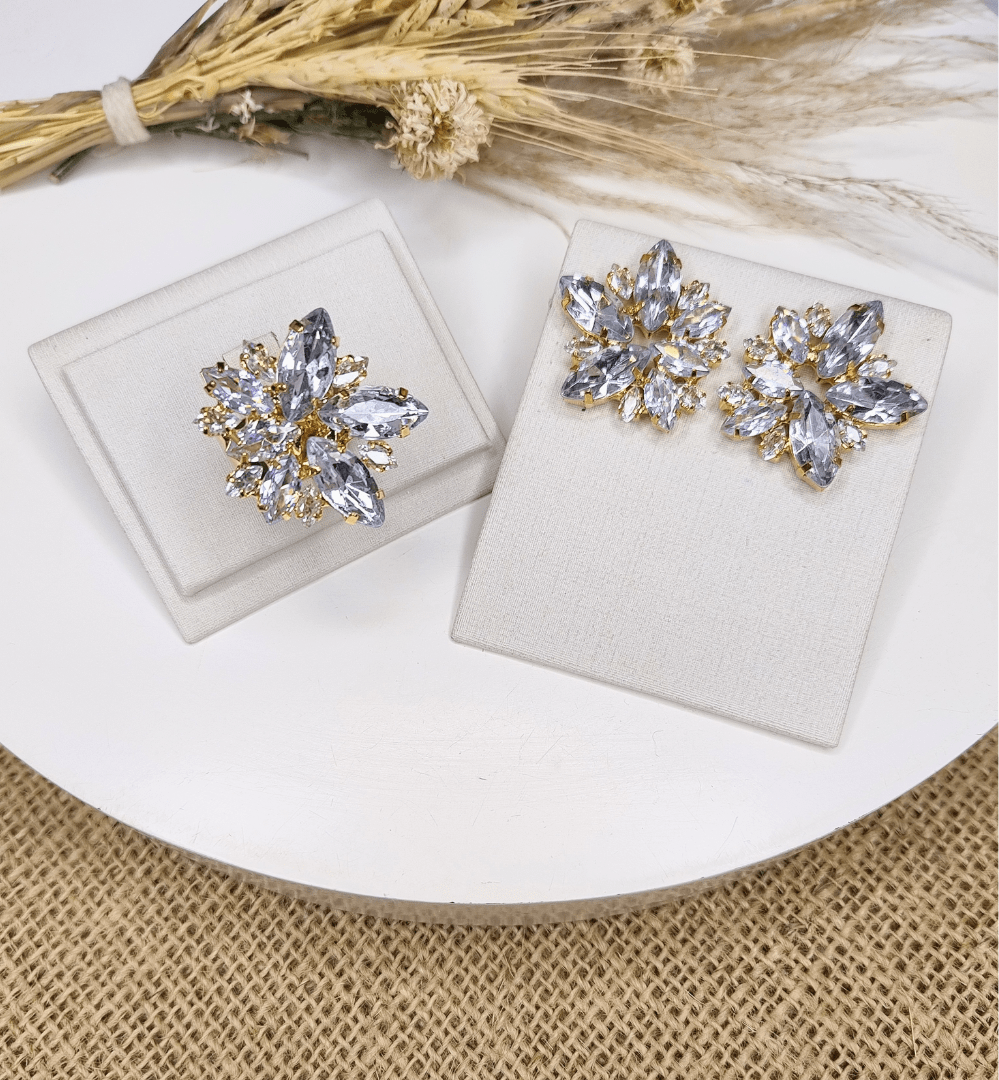 KIT ANEL E BRINCO HASSE CRISTAL Cor:cristal