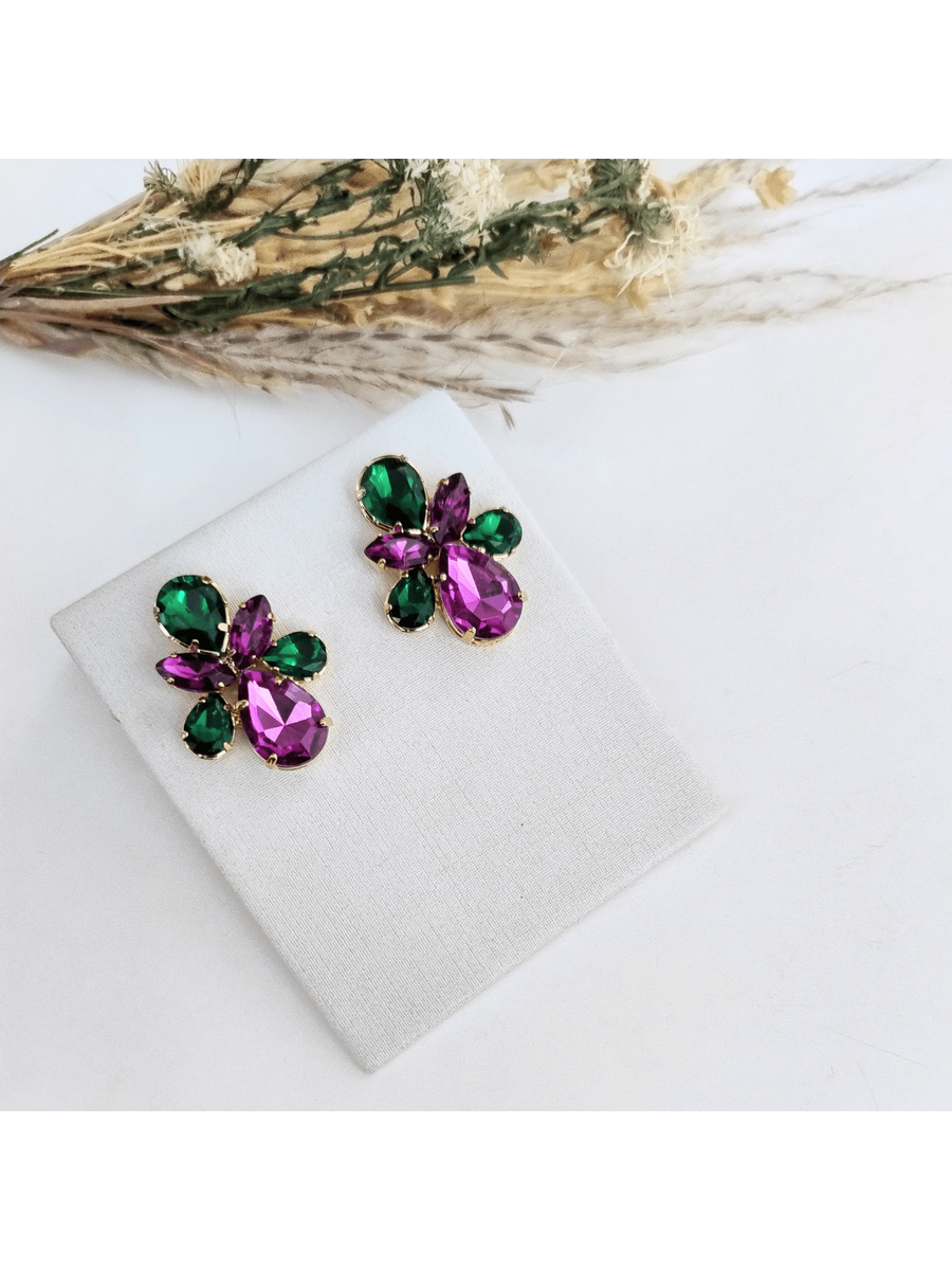BRINCO ISA ROXO COM VERDE Cor:roxo com verde