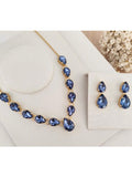 KIT COLAR COM BRINCO MONICA SAFIRA Cor:AZUL SAFIRA