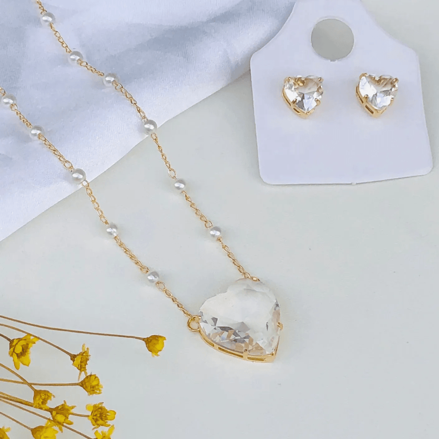 KIT COLAR COM BRINCO LAIS DE ZIRCONIA Cor:cristal
