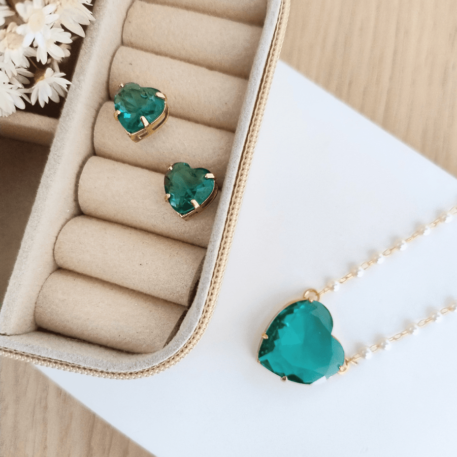 KIT COLAR COM BRINCO LAIS DE ZIRCONIA Cor:VERDE TURMALINA