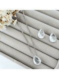 KIT COLAR COM BRINCO GOTINHA CRISTAL ZIRCONIA PRATA Cor:cristal