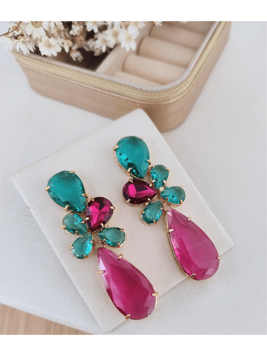 BRINCO ISAURA PINK COM TURMALINA