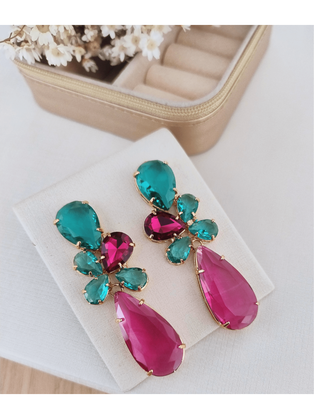 BRINCO ISAURA PINK COM TURMALINA