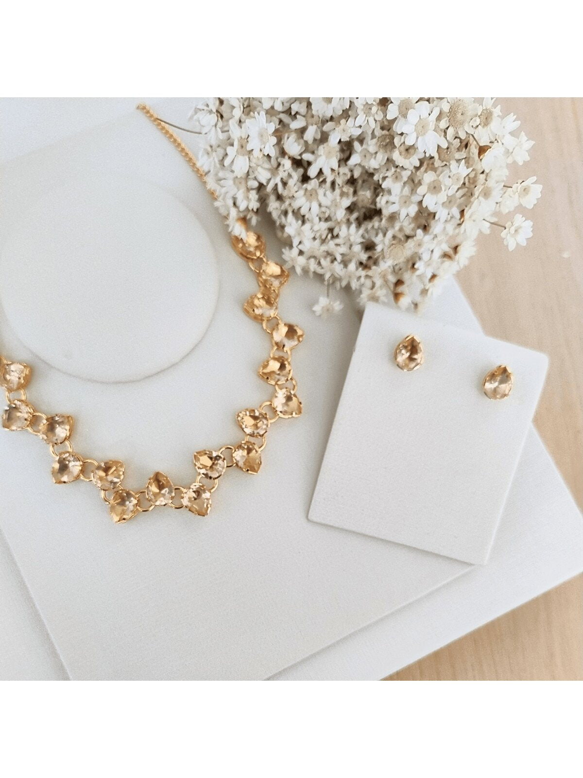 KIT COLAR COM BRINCO MANAUS DE ZIRCONIA BANHO OURO Cor:AMBAR