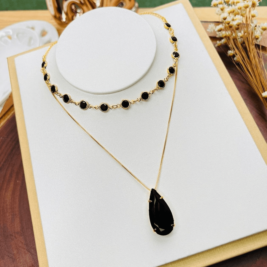 KIT CHOCKER COM COLAR GOTA PALITO ZENON Cor:Preto