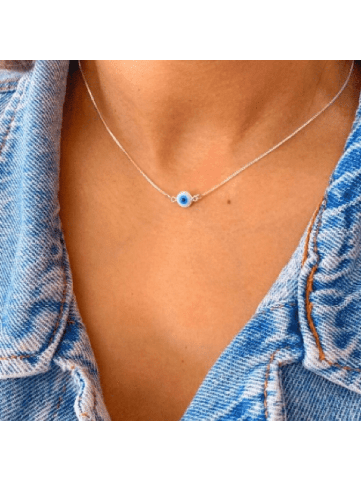 CHOCKER OLHO GREGO BANHO PRATA Cor:Prata