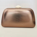 Clutch Metalizada Marrom com Detalhe Dourado