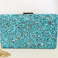 Clutch de Pedrinhas Azul Claro Turquesa Detalhe Dourado