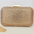 Clutch de Brilho Nude com Detalhe Dourado