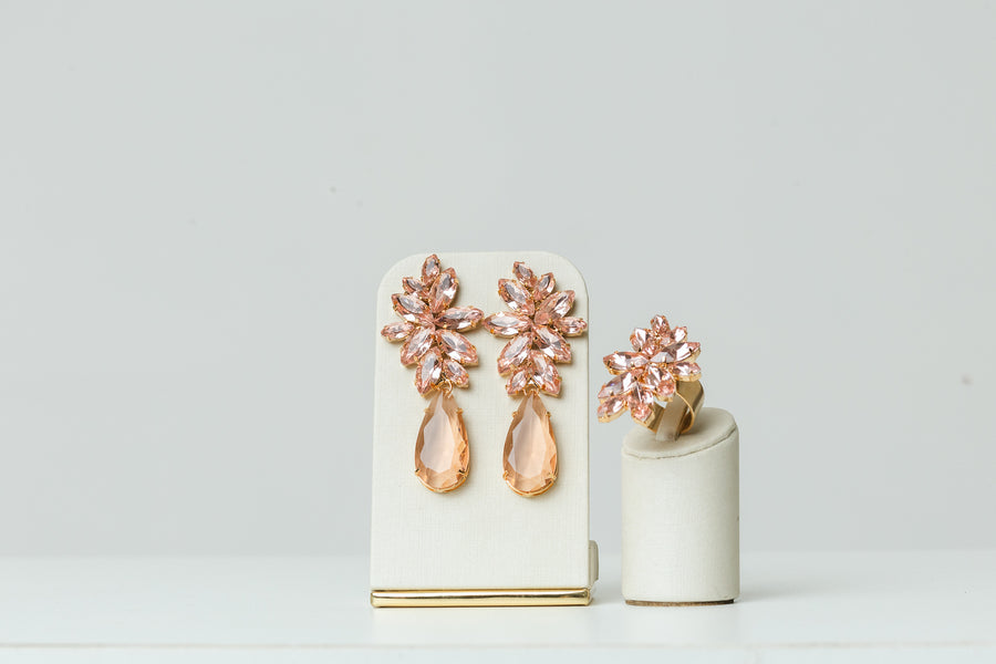 Kit Anel Regulável com Brinco Londres Nude Dourado