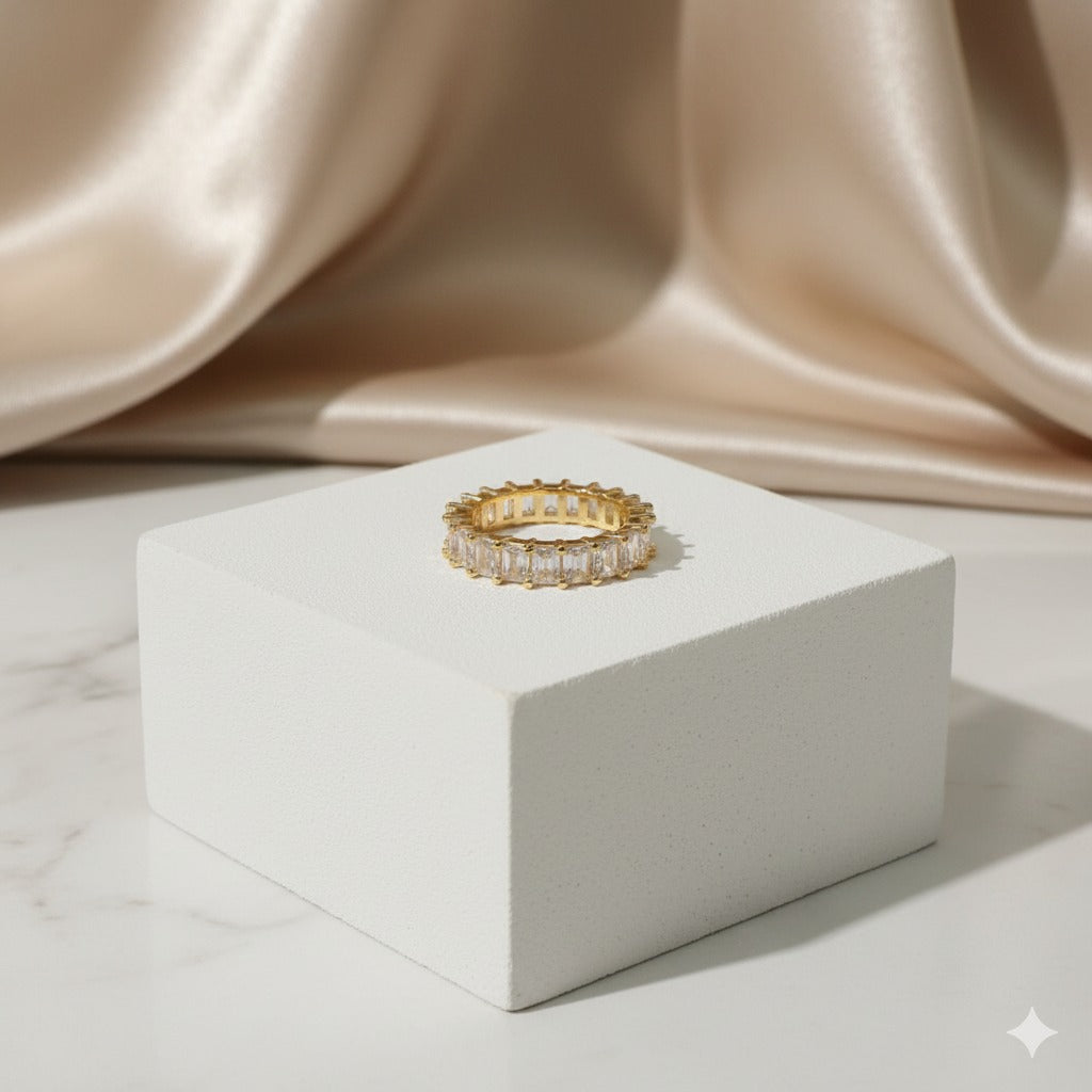 Anel Aparador Aliança Zircônia | Dourado Tamanho:22