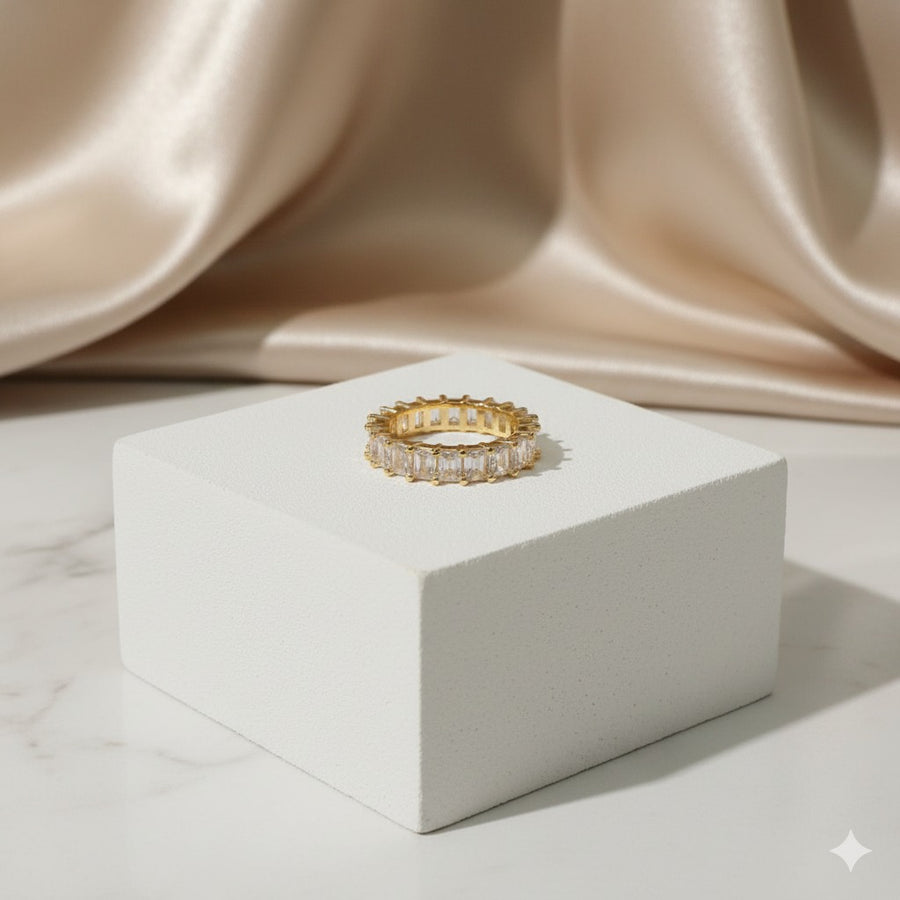 Anel Aparador Aliança Zircônia | Dourado