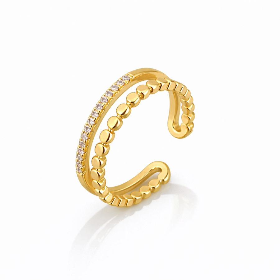 Anel Duplo De Zircônia Eloah Dourado
