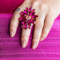 Anel de Pedraria Ajustável Panama Rosa Pink