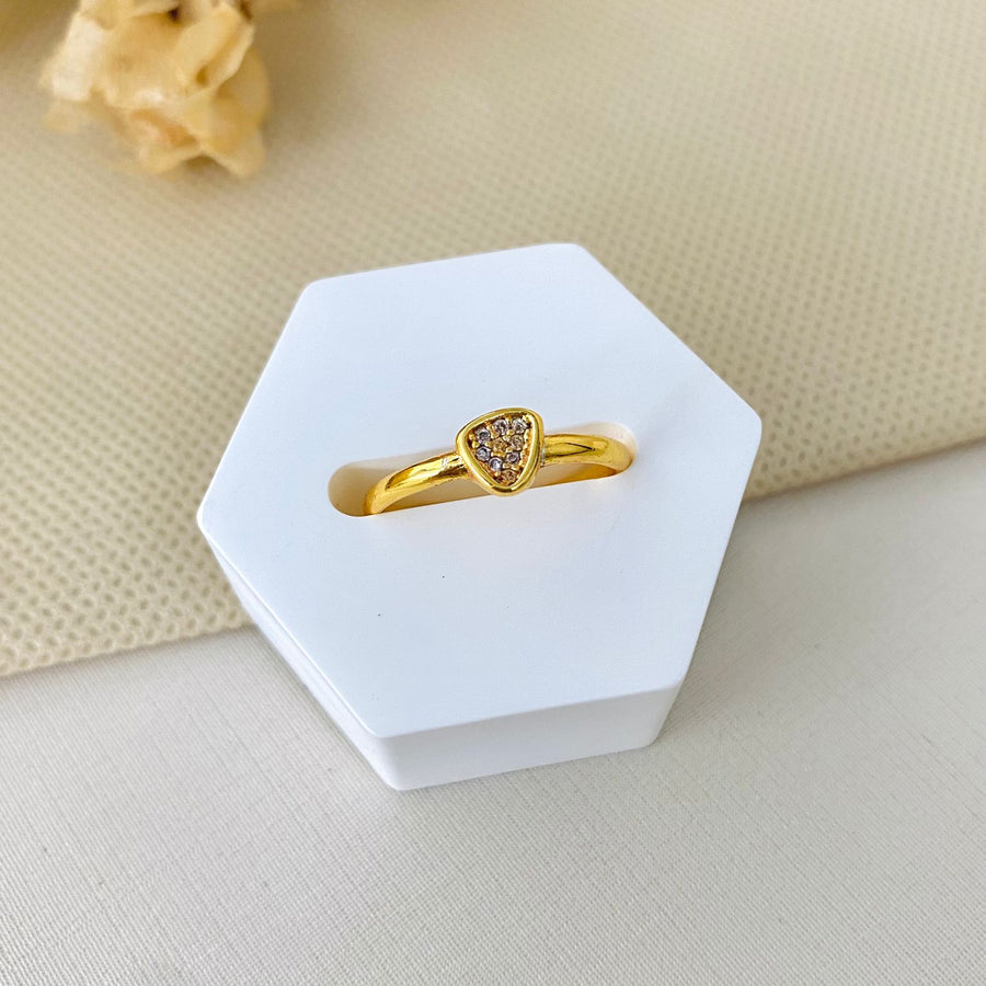 Anel Regulavel Triangulo Com Mini Zirconia