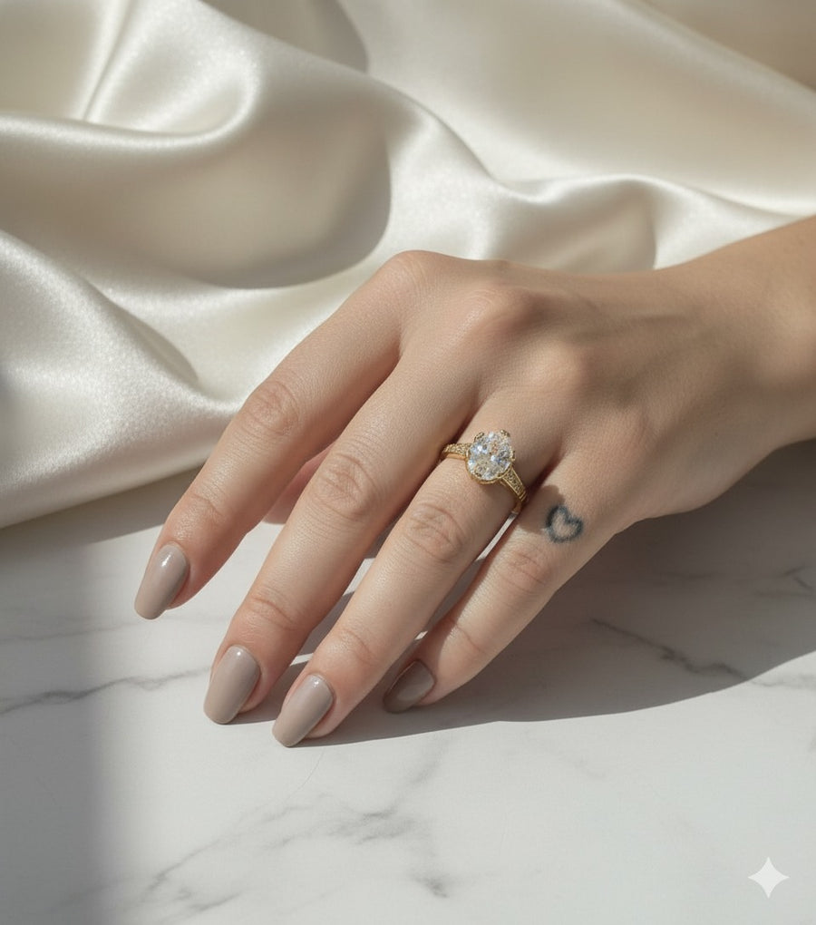 Anel Solitário Trabalhado de Zircônia Cristal | Banho de ouro 18k Tamanho:18