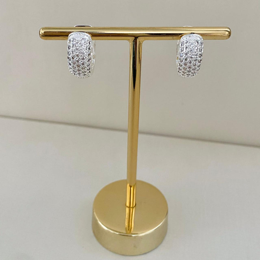 Argola de Zircônia 5 Camadas Prata