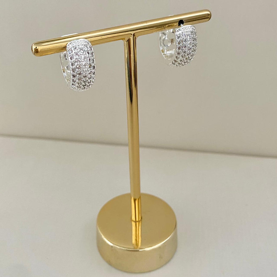 Argola de Zircônia 5 Camadas Prata