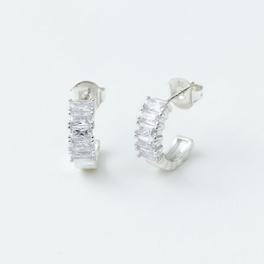 Argola de Zircônia Cristal Lady Prata