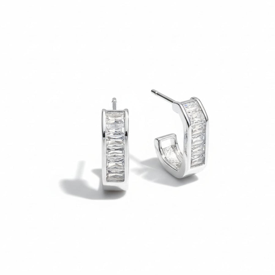 Argola de Zircônia Quadrada Lesly Prata