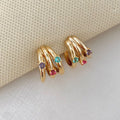 Argola Pequena 3 Fios de Zircônia Collor Dourado