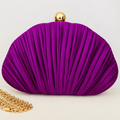 Clutch Plissada Roxo com Detalhe Dourado