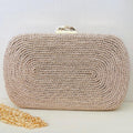 Clutch de Cordão Bege com Detalhe Dourado