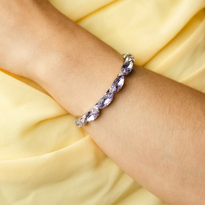 Bracelete Ajustável de Navete Lavanda Banho Prata
