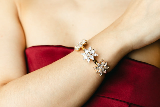 Bracelete Dália de Zircônia Cristal Dourado