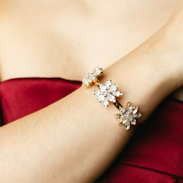 Bracelete Dália de Zircônia Cristal Dourado