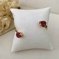 Bracelete Gota Duplo de Zircônia Vermelho Dourado