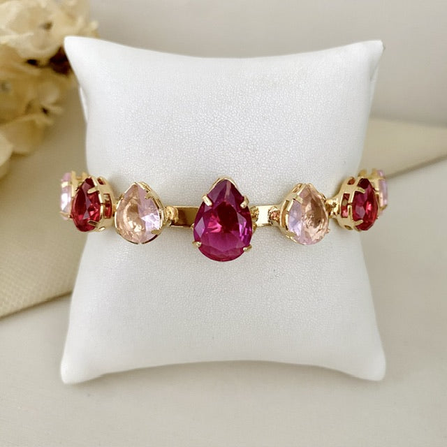 Bracelete Gota Luciana de Zircônia Tons de Rosa Dourado