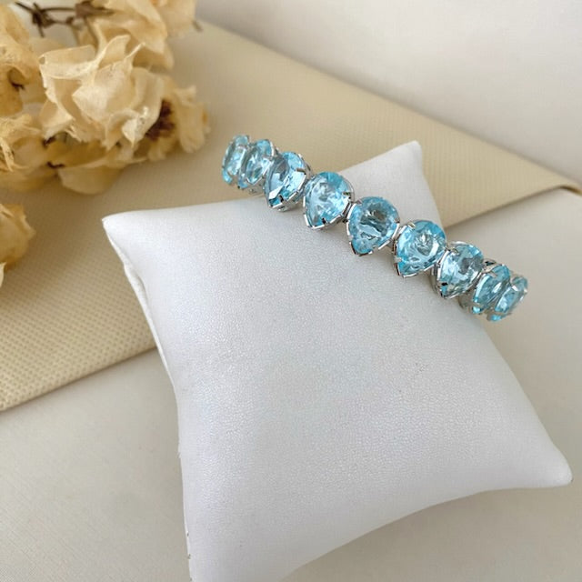 Bracelete Gotinha Alice de Zircônia Azul Serenety Prata