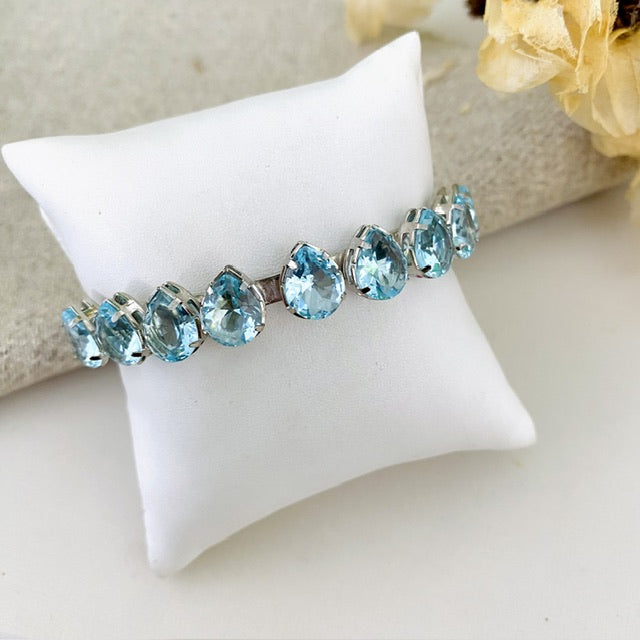 Bracelete Gotinha Alice de Zircônia Azul Serenety Prata