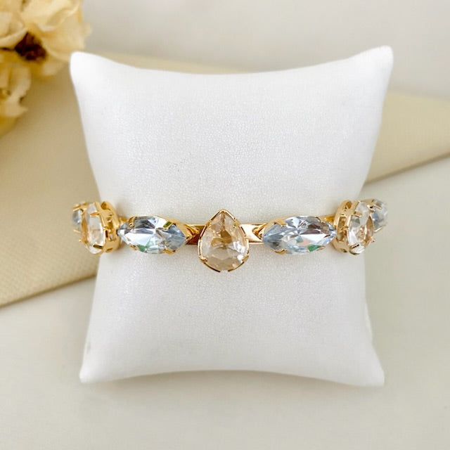 Bracelete Letícia de Pedraria Cristal Dourado