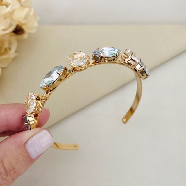Bracelete Letícia de Pedraria Cristal Dourado