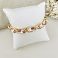 Bracelete Navete de Pedraria Rosa Nude Dourado