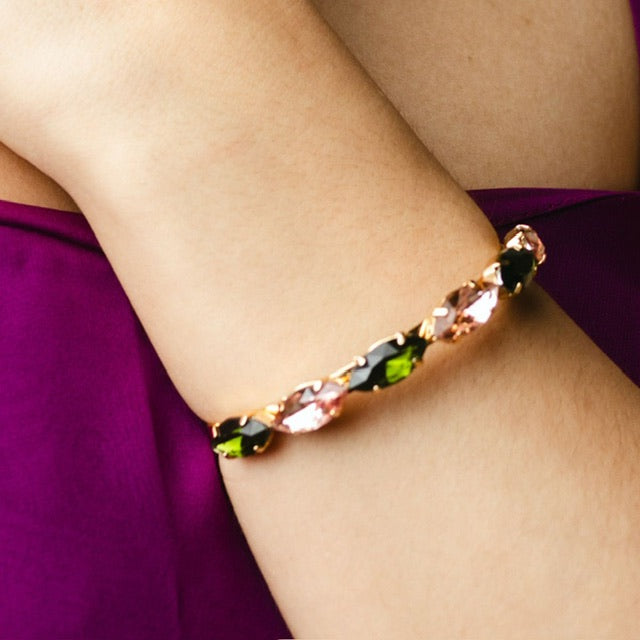 Bracelete Navete Verde Oliva Com Nude