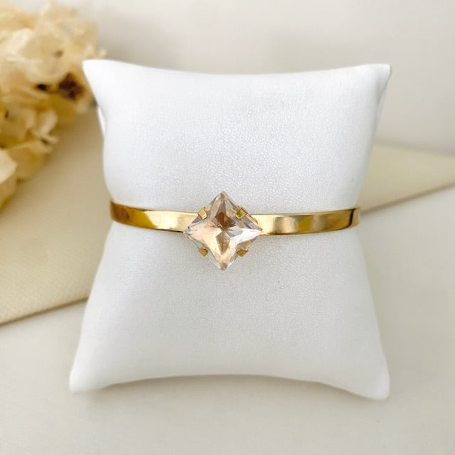 Bracelete Square de Zircônia Cristal Dourado