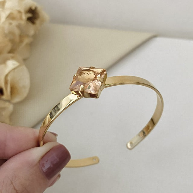 Bracelete Square de Zircônia Nude Dourado