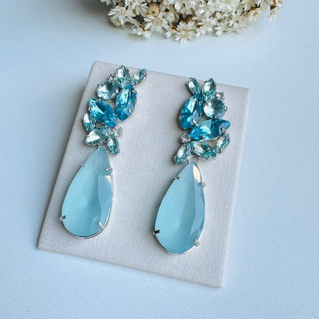 Brinco de Pedraria Jasmine Tons de Azul em Zircônia